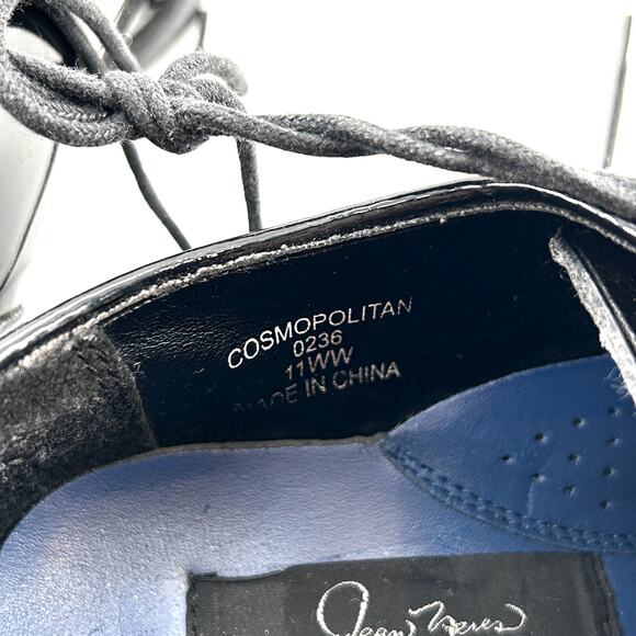 Jean Yves Mens Derby Oxford Dress Shoes 11 11WW Wide Black NWOT Patent Lace Up - Picture 7 of 7